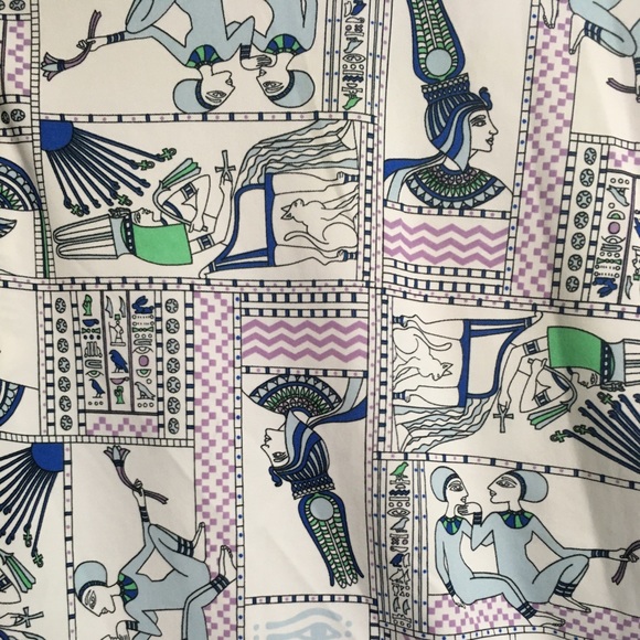 Egyptian Novelty Print Polyester Blouse Circa 1970s - Picture 1 of 4